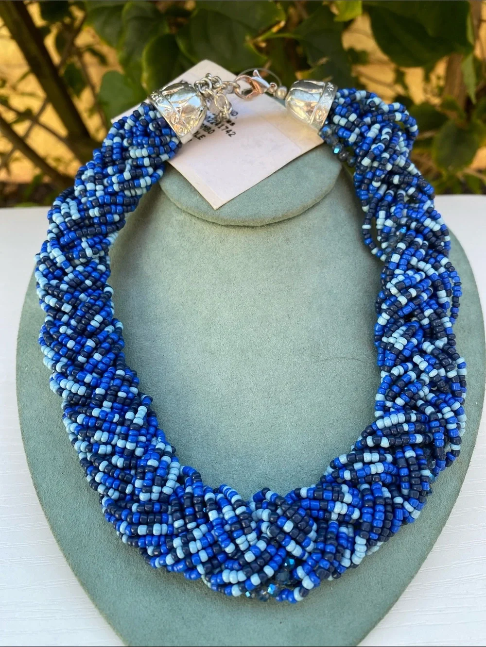 Krishna Beads KBI Industries Blue Beaded Braided Necklace